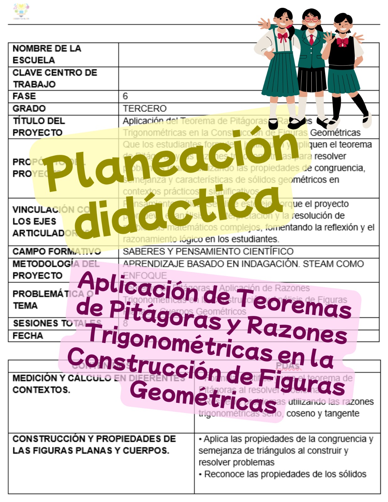 Aplicación del Teorema de Pitágoras y Razones Trigonométricas