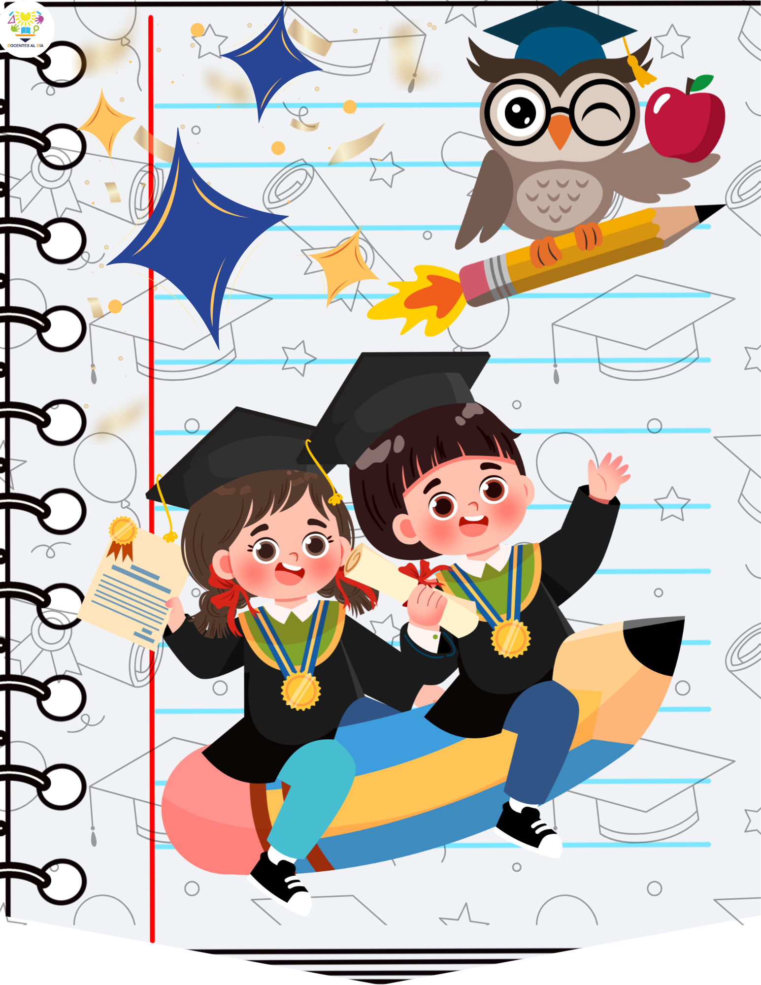 Banderín de julio con temática de graduación para decorar
