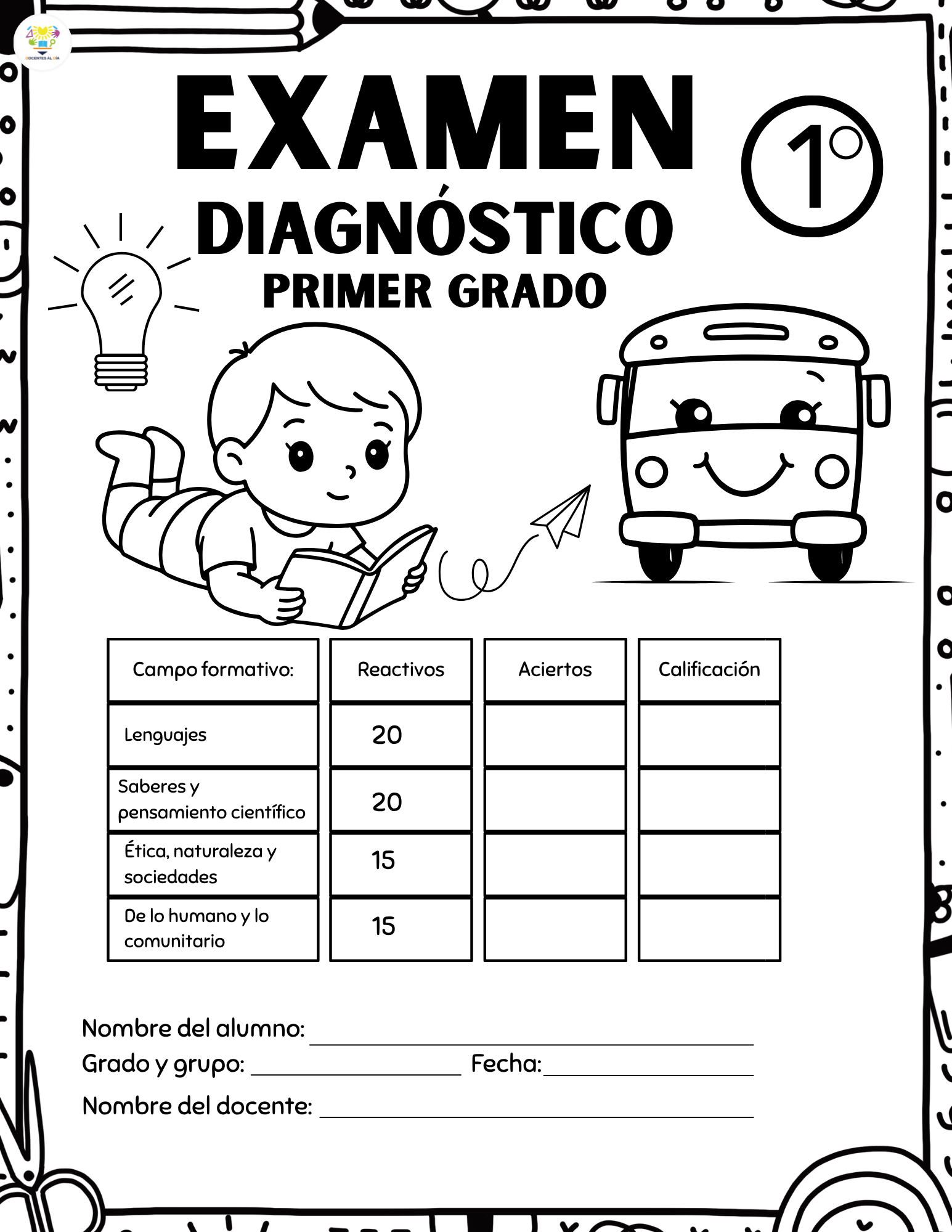 Examen Diagnóstico Primer Grado de Primaria