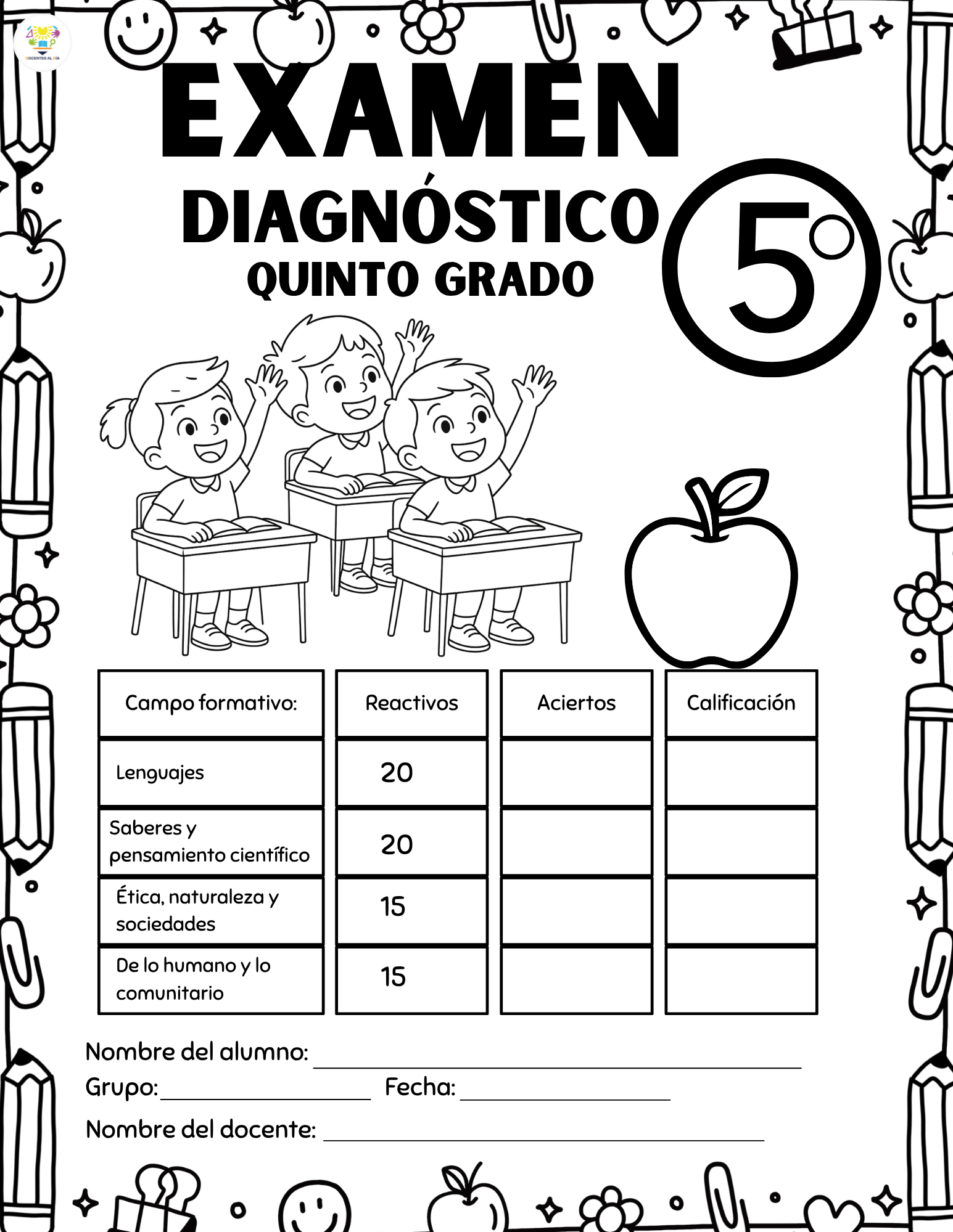 Examen Diagnóstico Quinto Grado de Primaria