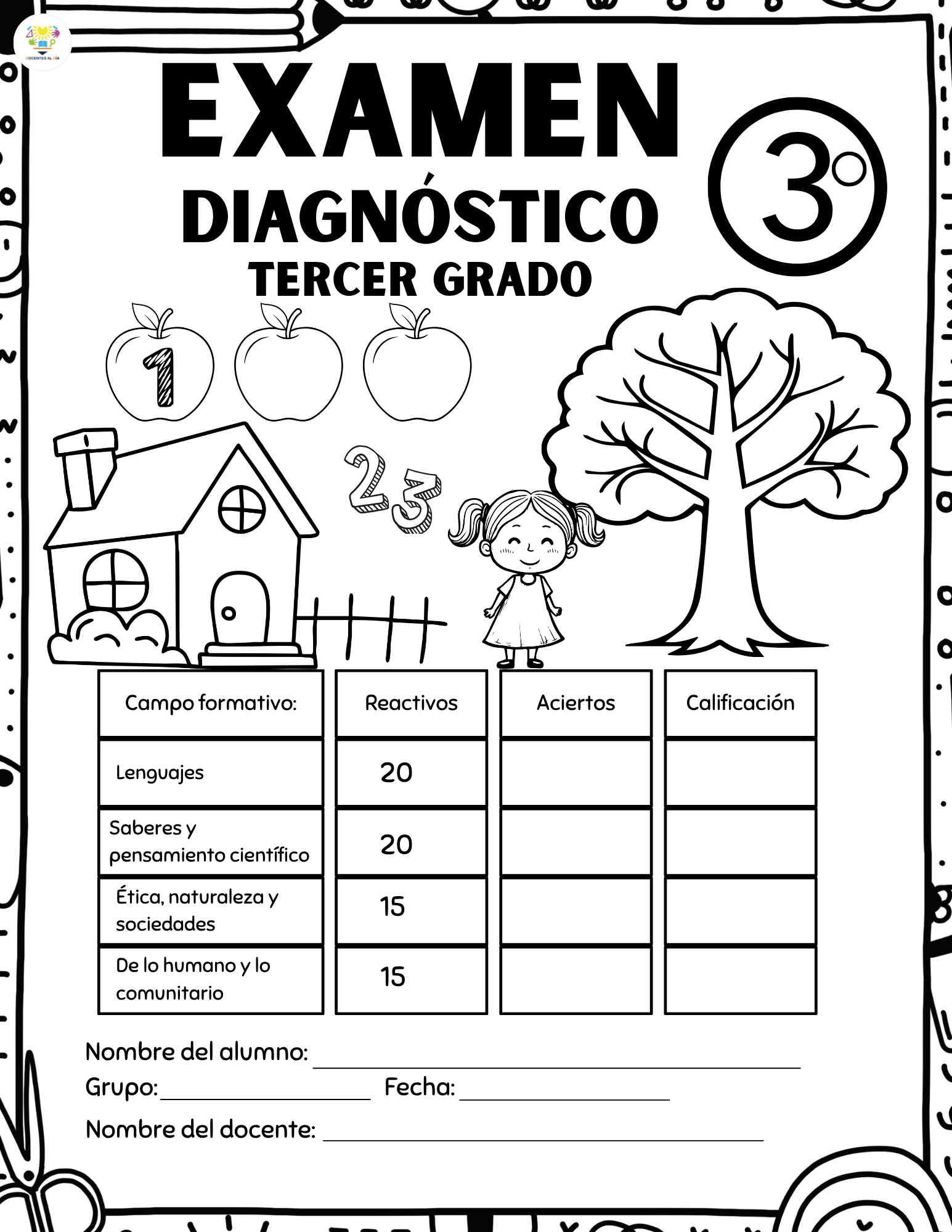 Examen Diagnóstico Tercer Grado de Primaria