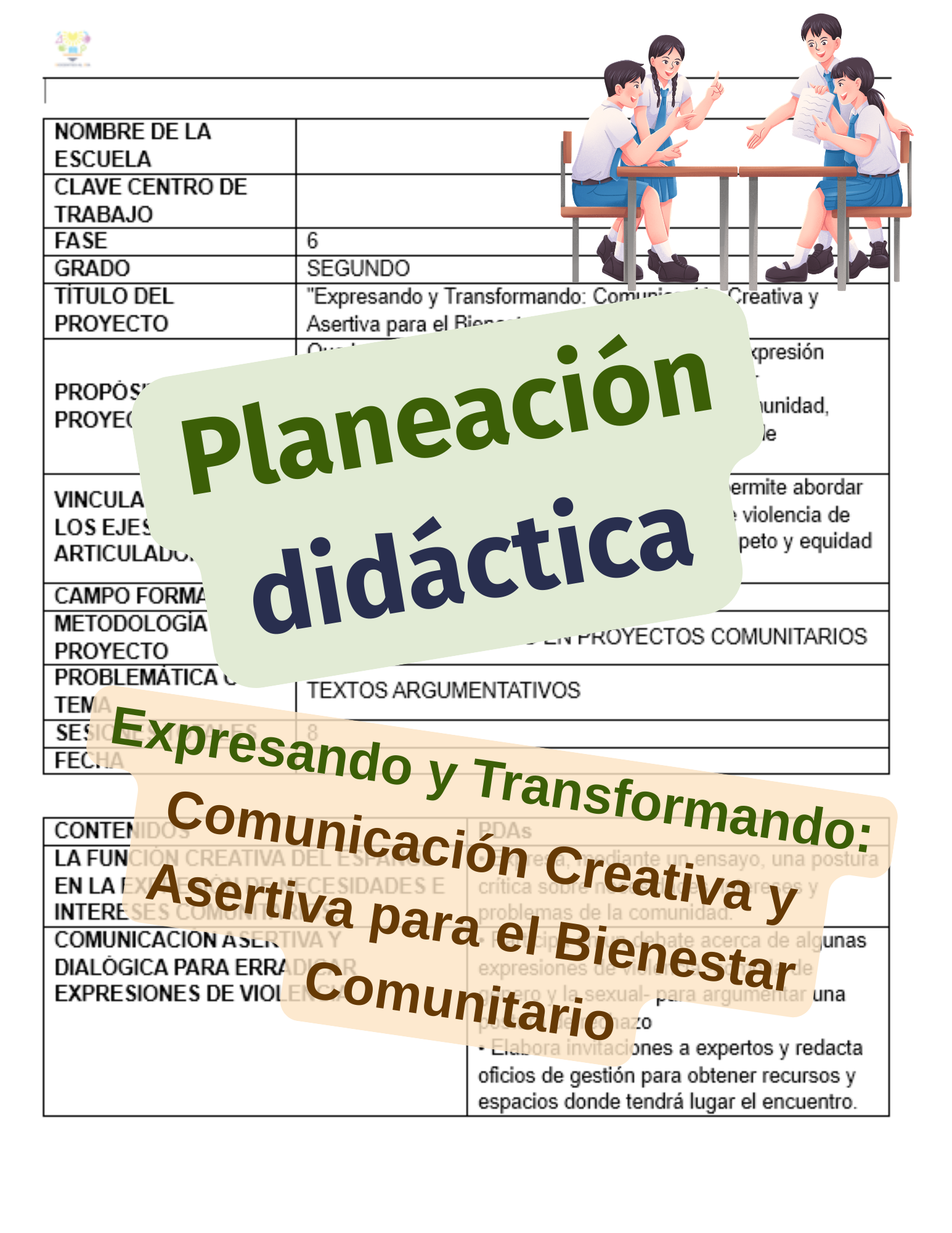 Planeación editable de comunicación asertiva y textos argumentativos