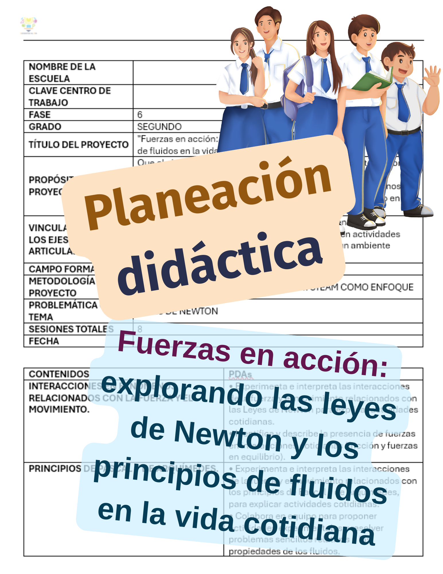 Planeación editable de las Leyes de Newton y los principios de fluidos
