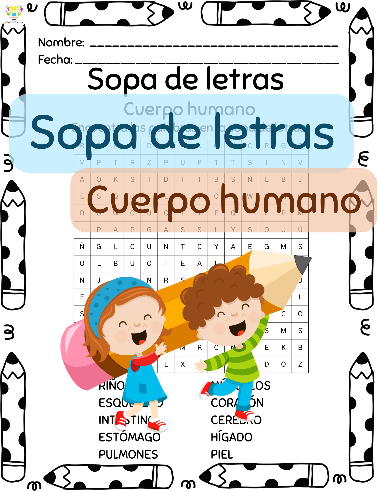 Sopa de letras: cuerpo humano