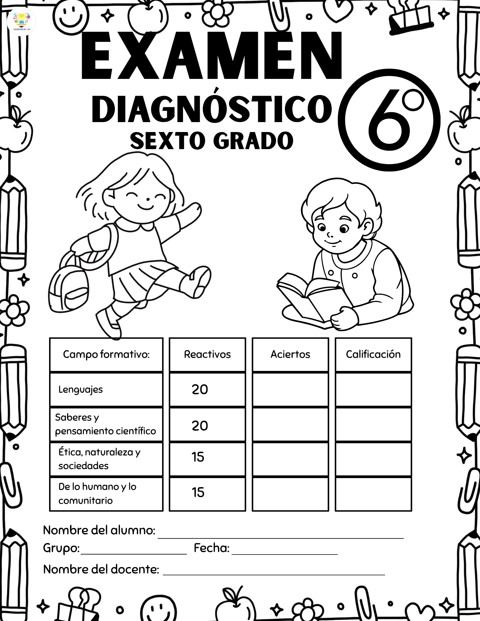 Examen Diagnóstico Sexto Grado Primaria