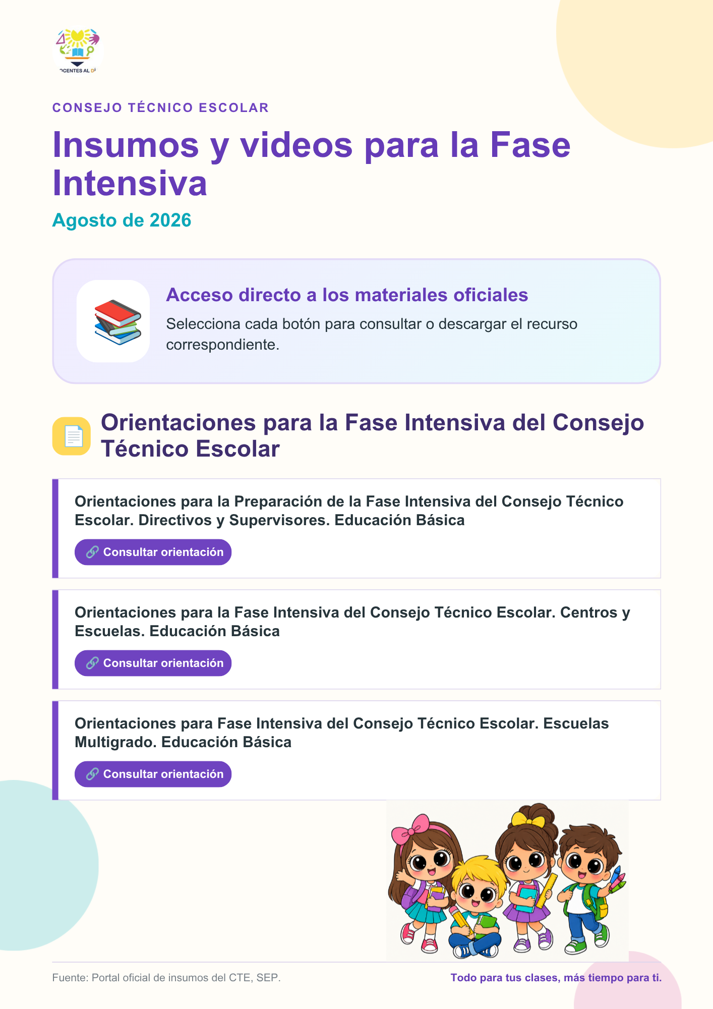 Insumos y videos oficiales CTE Fase Intensiva agosto 2026