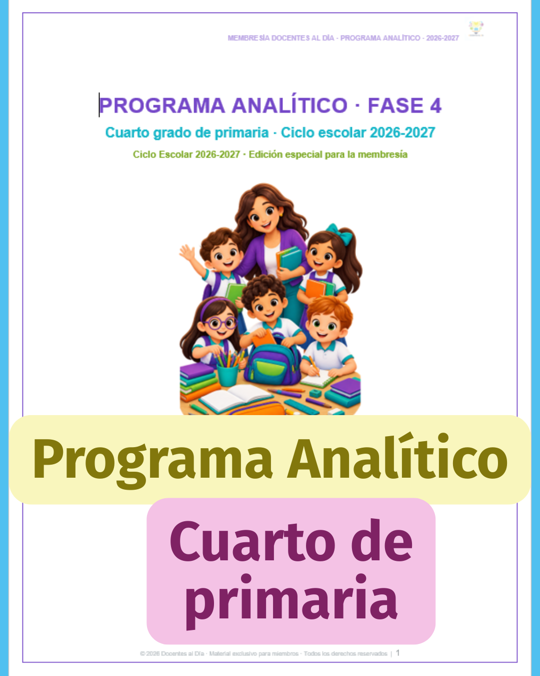 Programa Analítico de 4.º de primaria 2026-2027 | Fase 4 editable