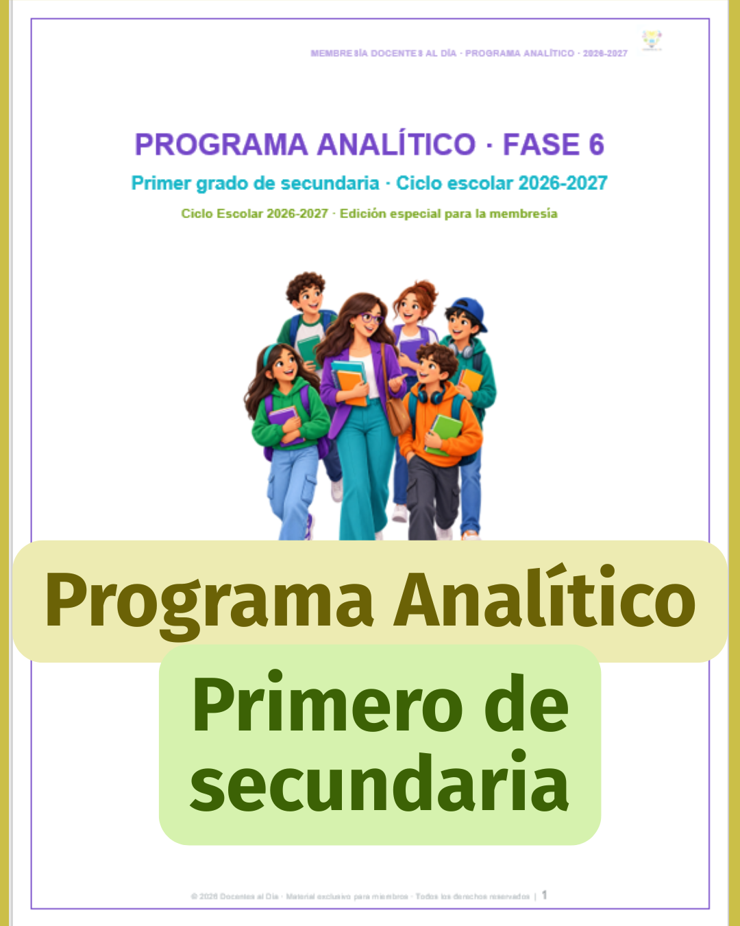 Programa Analítico de 1.º de secundaria 2026-2027 | Fase 6 editable