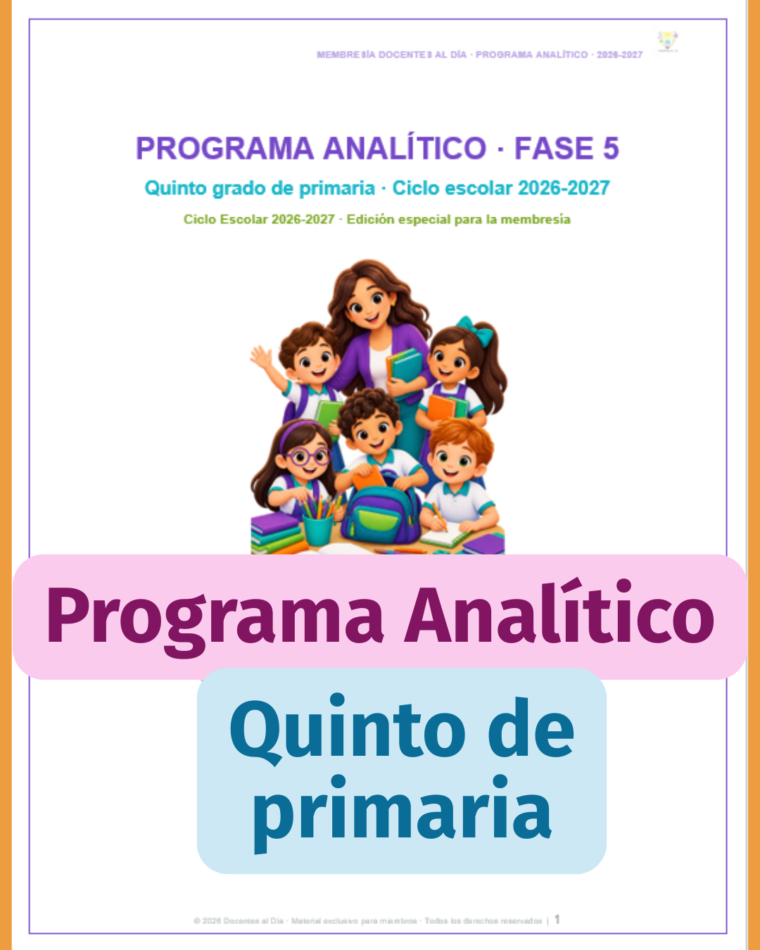 Programa Analítico de 5.º de primaria 2026-2027 | Fase 5 editable