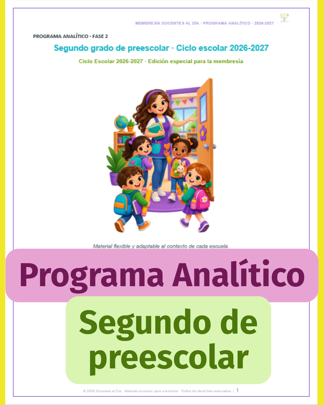Programa Analítico de 2.º de preescolar 2026-2027 | Fase 2 editable