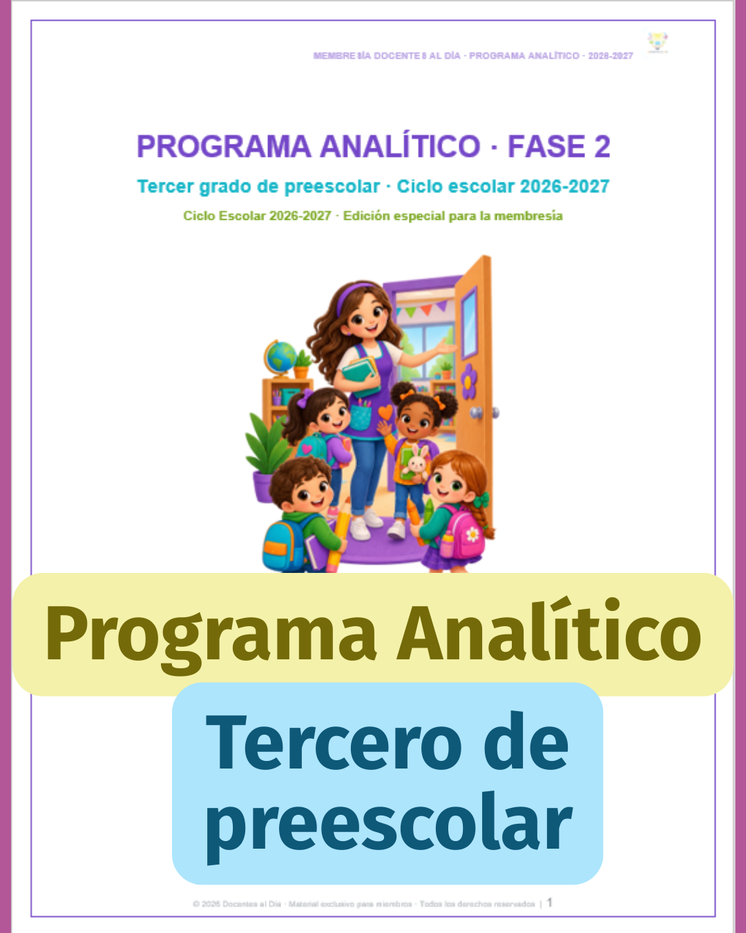 Programa Analítico de 3.º de preescolar 2026-2027 | Fase 2 editable
