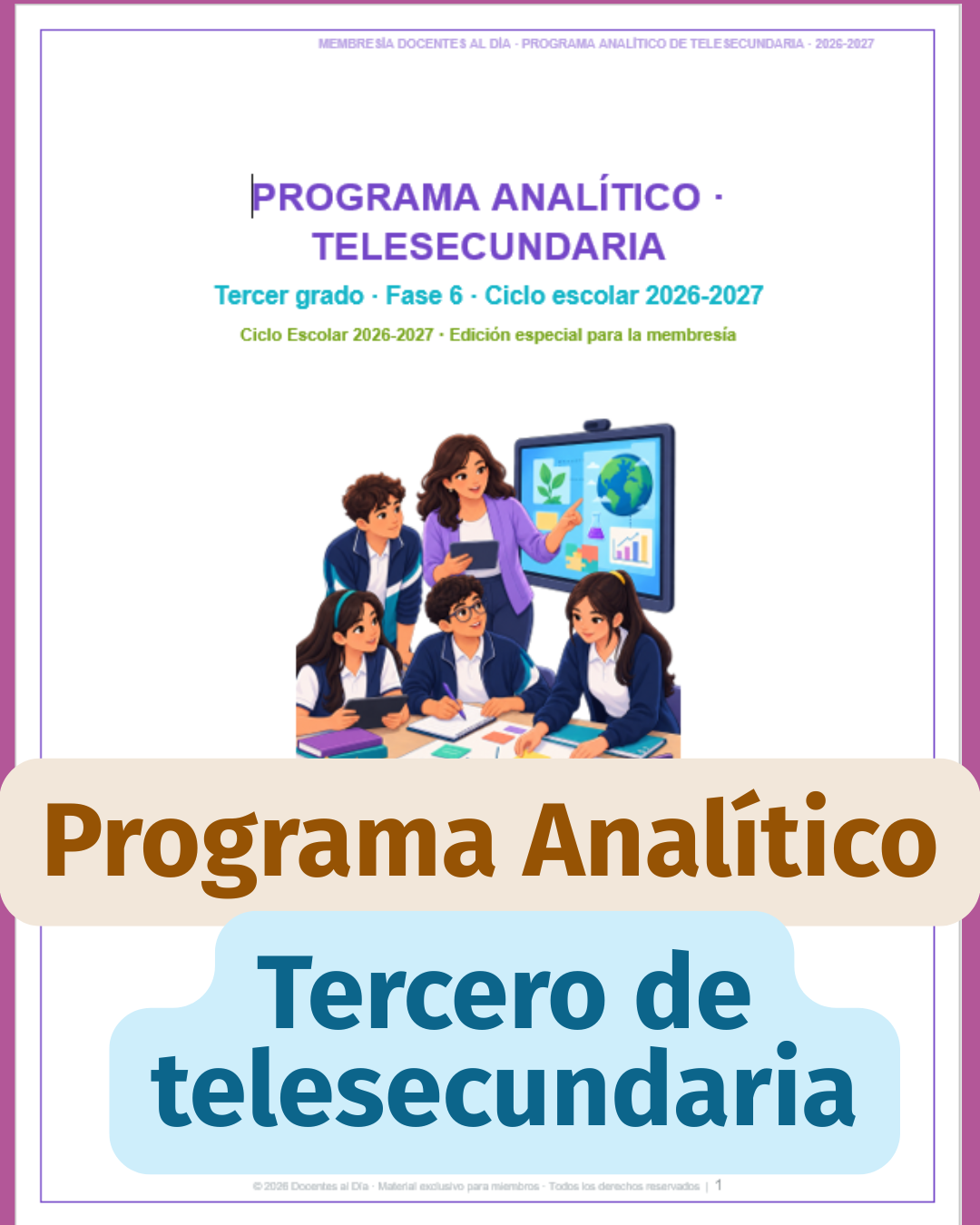 Programa Analítico de 3.º de Telesecundaria 2026-2027 | Fase 6 editable
