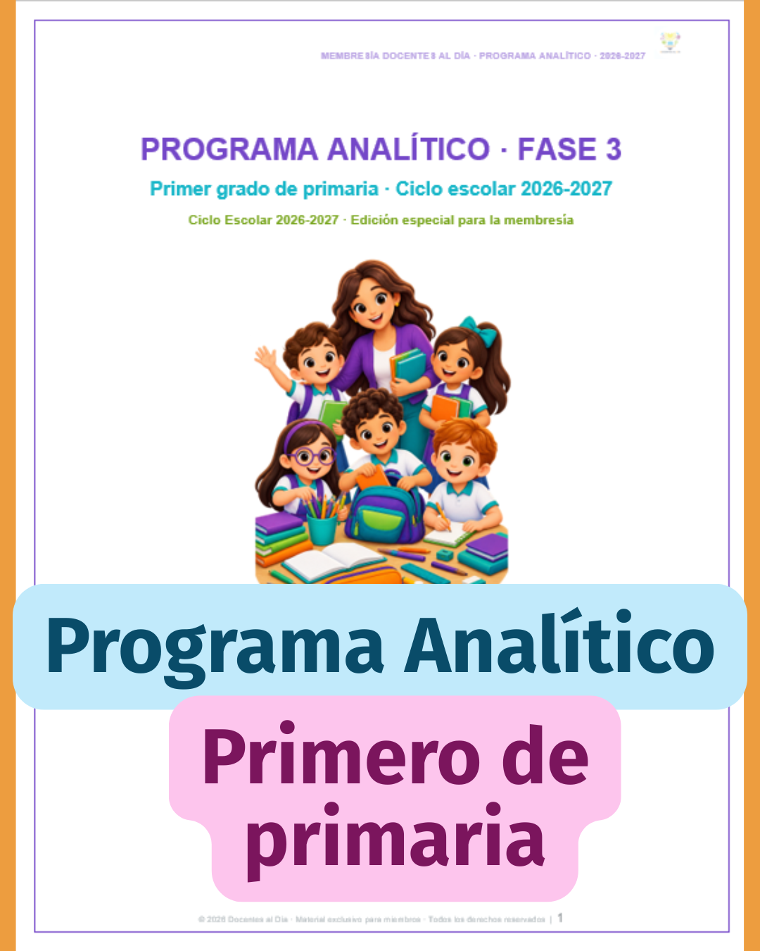 Programa Analítico de 1.º de primaria 2026-2027 | Fase 3 editable