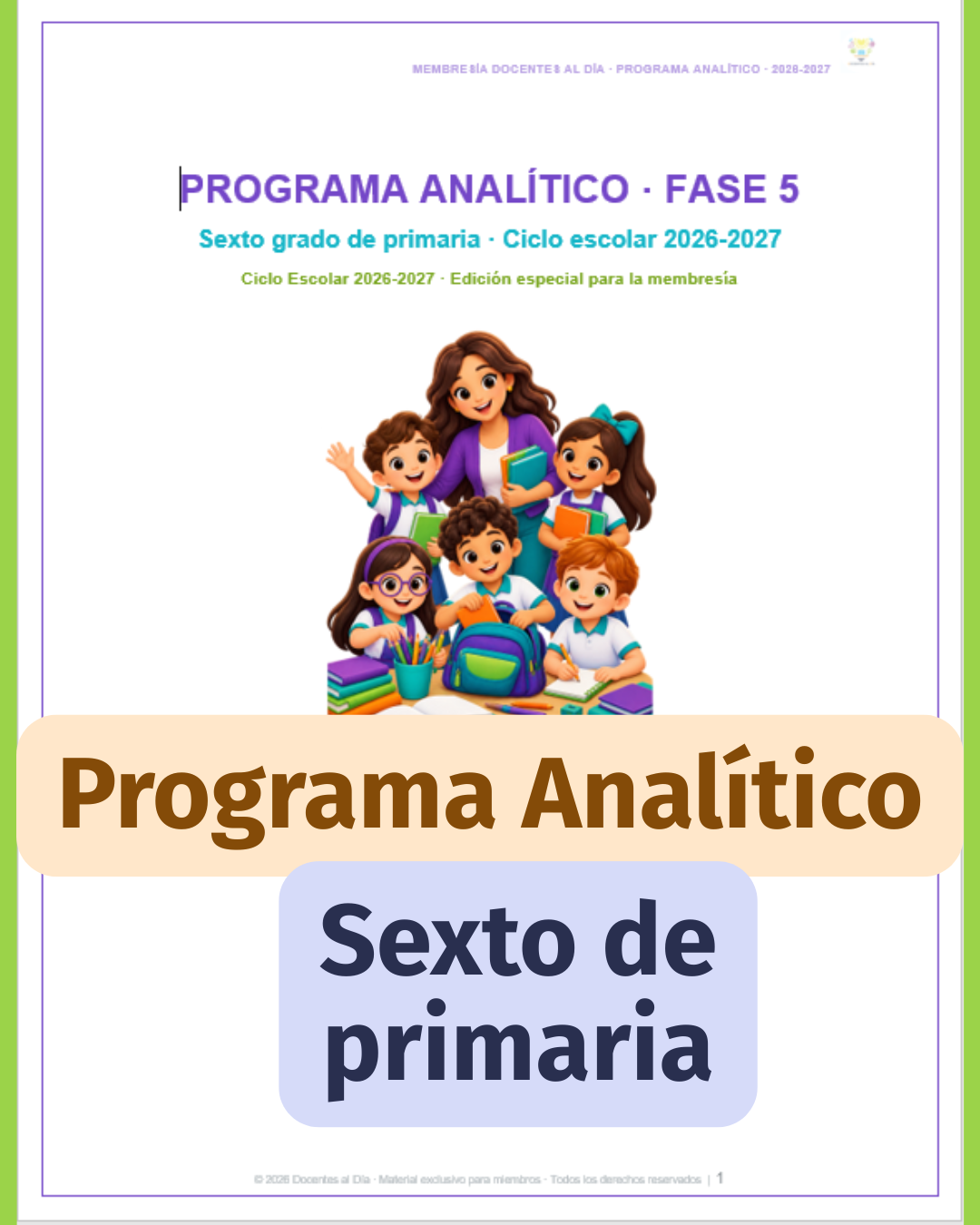 Programa Analítico de 6.º de primaria 2026-2027 | Fase 5 editable