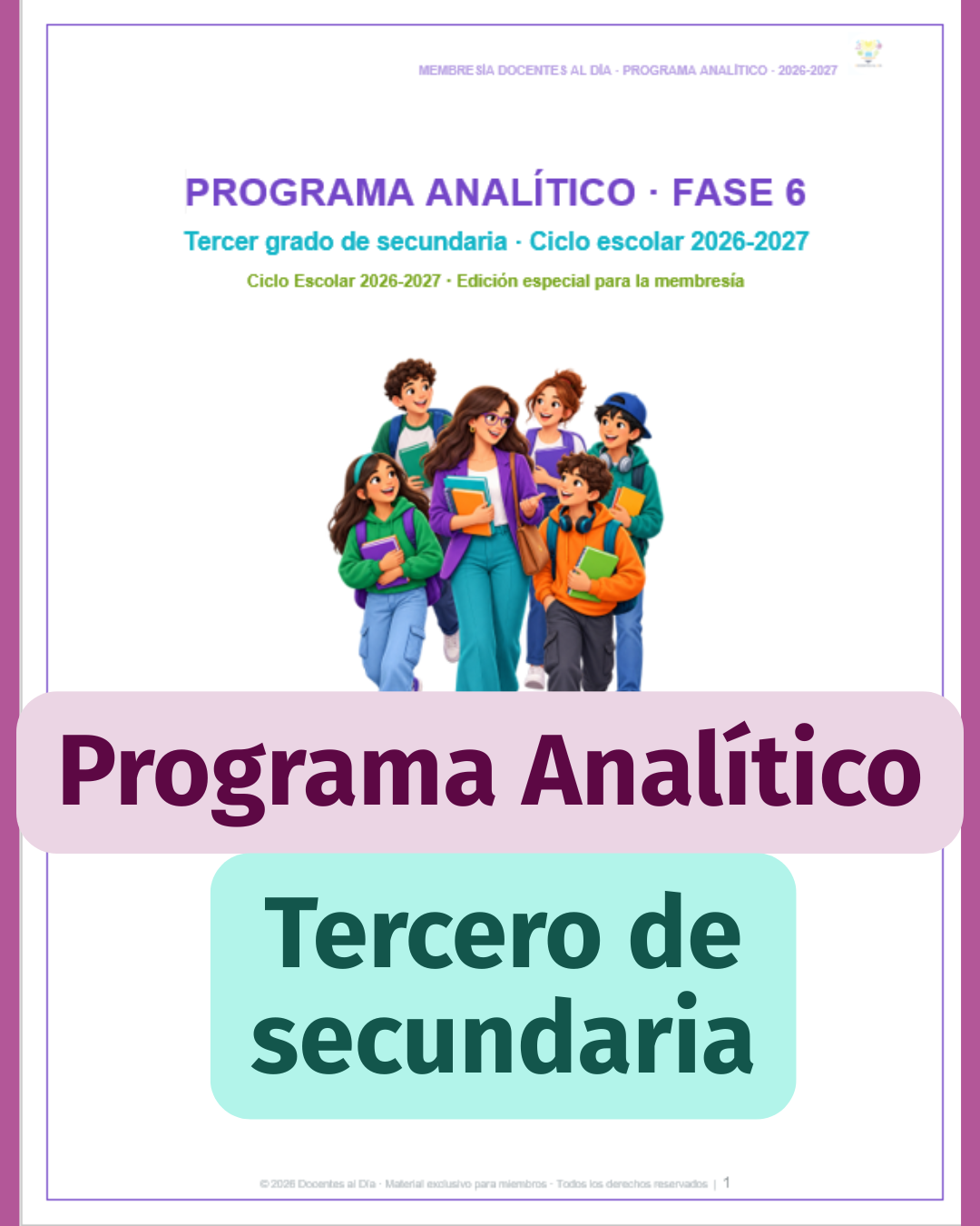 Programa Analítico de 3.º de secundaria 2026-2027 | Fase 6 editable