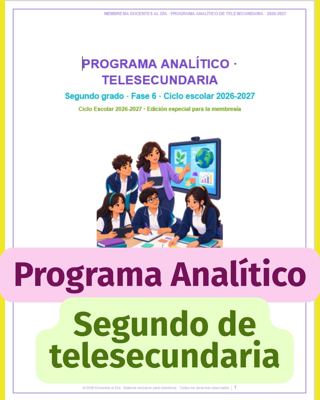 Programa Analítico de 2.º de Telesecundaria 2026-2027 | Fase 6 editable