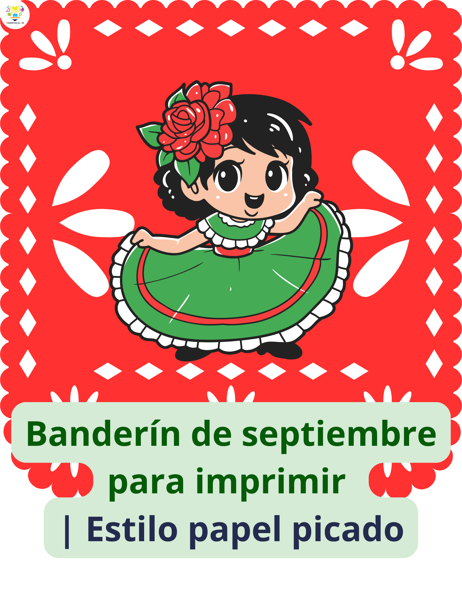 Banderín de septiembre para imprimir | Estilo papel picado