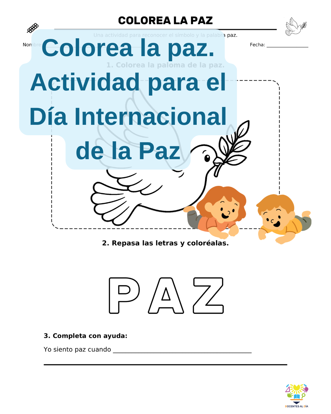 Colorea la paz. Actividad para el Día Internacional de la Paz