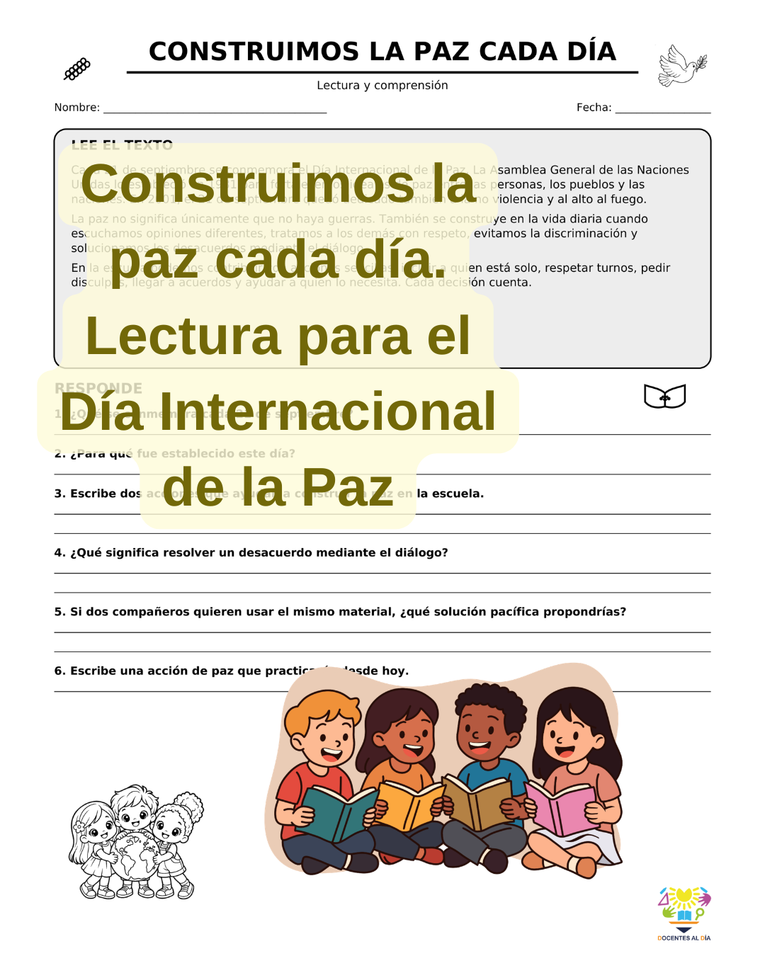 Construimos la paz cada día. Lectura para el Día Internacional de la Paz