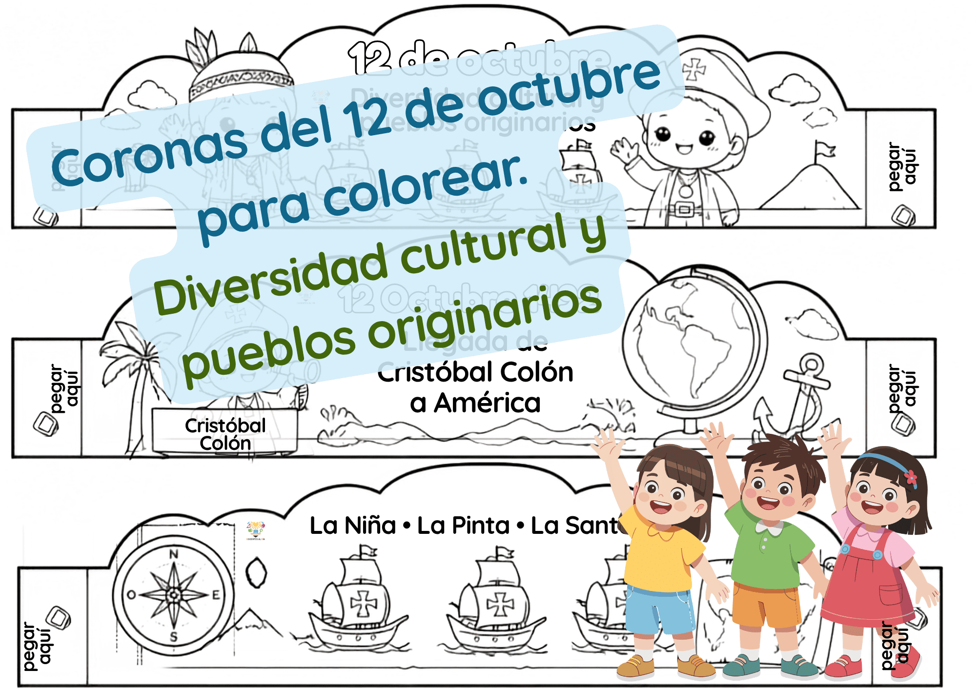 Coronas del 12 de octubre para colorear