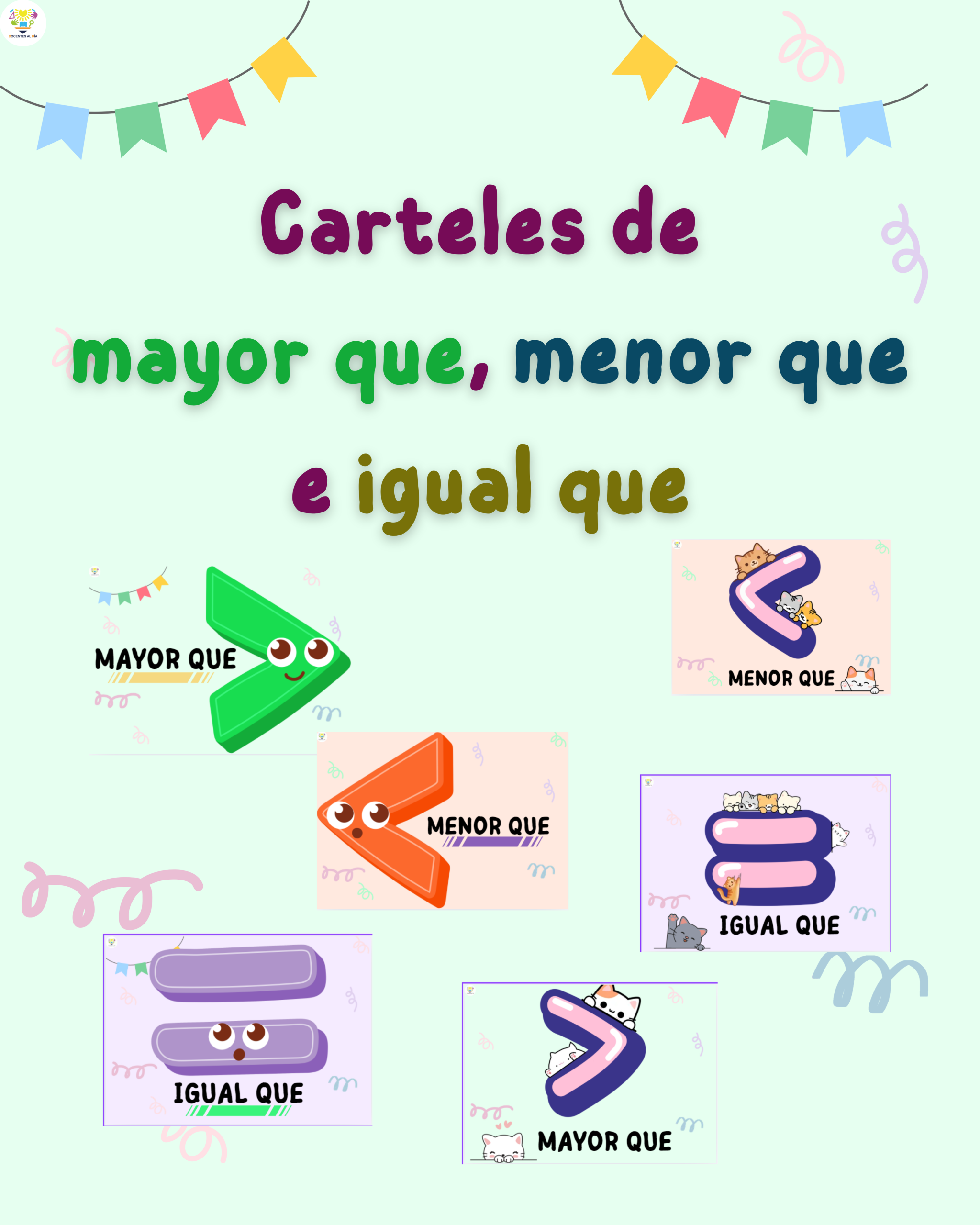 Carteles de mayor que, menor que e igual que