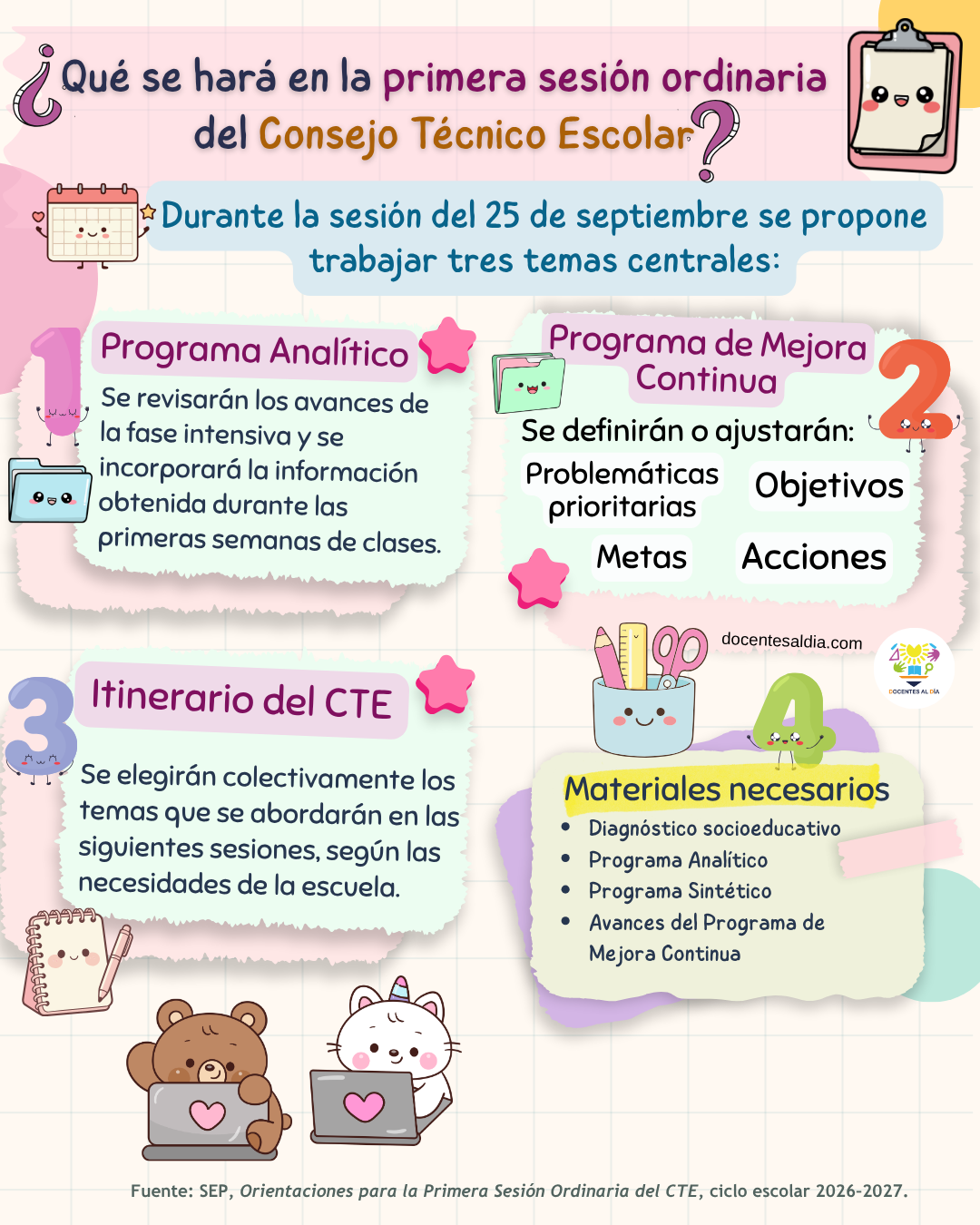¿Qué se hará en la Primera Sesión Ordinaria del Consejo Técnico Escolar?
