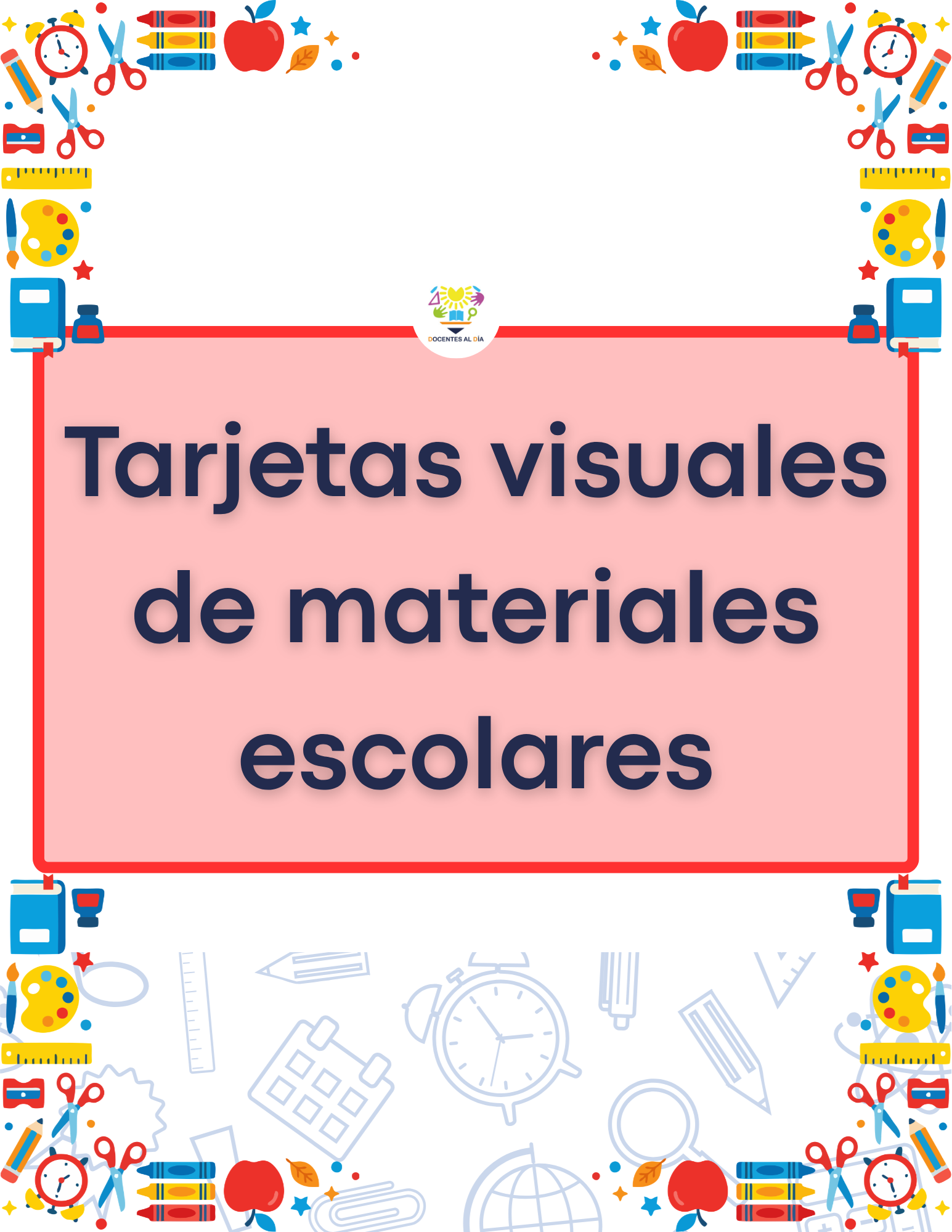 Tarjetas visuales de materiales escolares