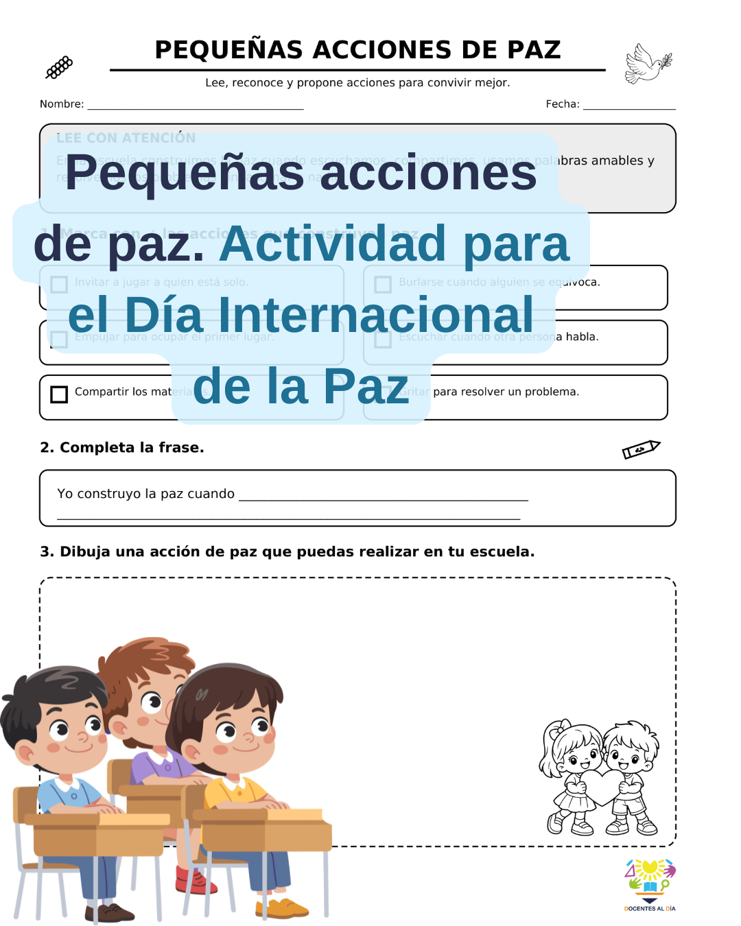 Pequeñas acciones de paz. Actividad para el Día Internacional de la Paz