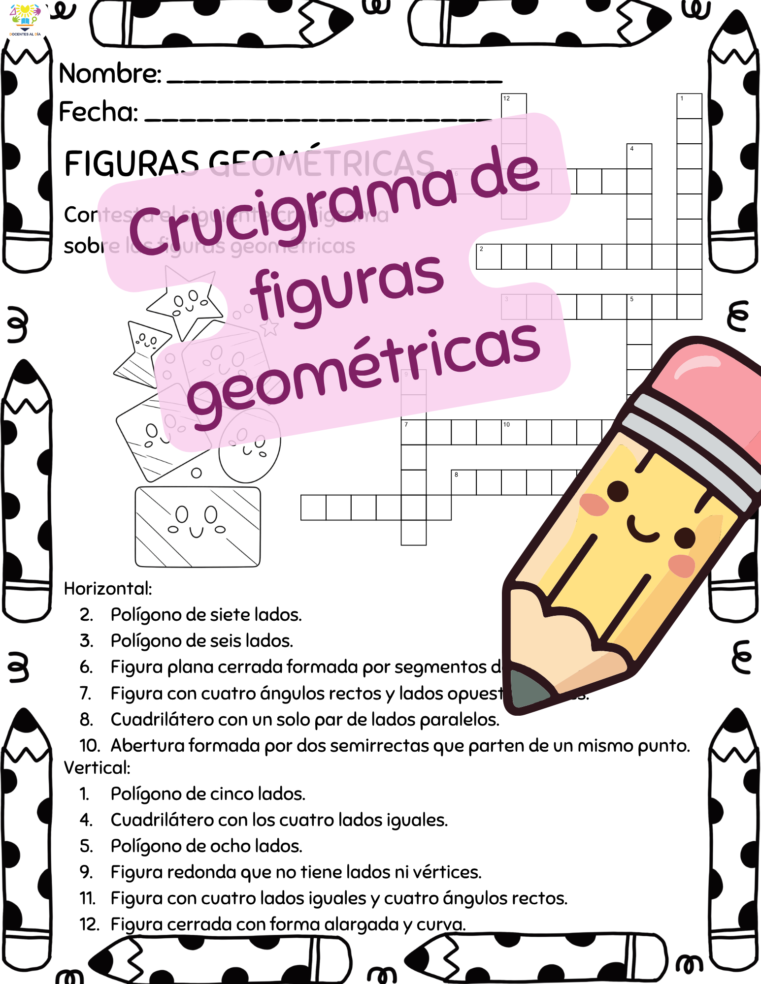 Crucigrama de figuras geométricas