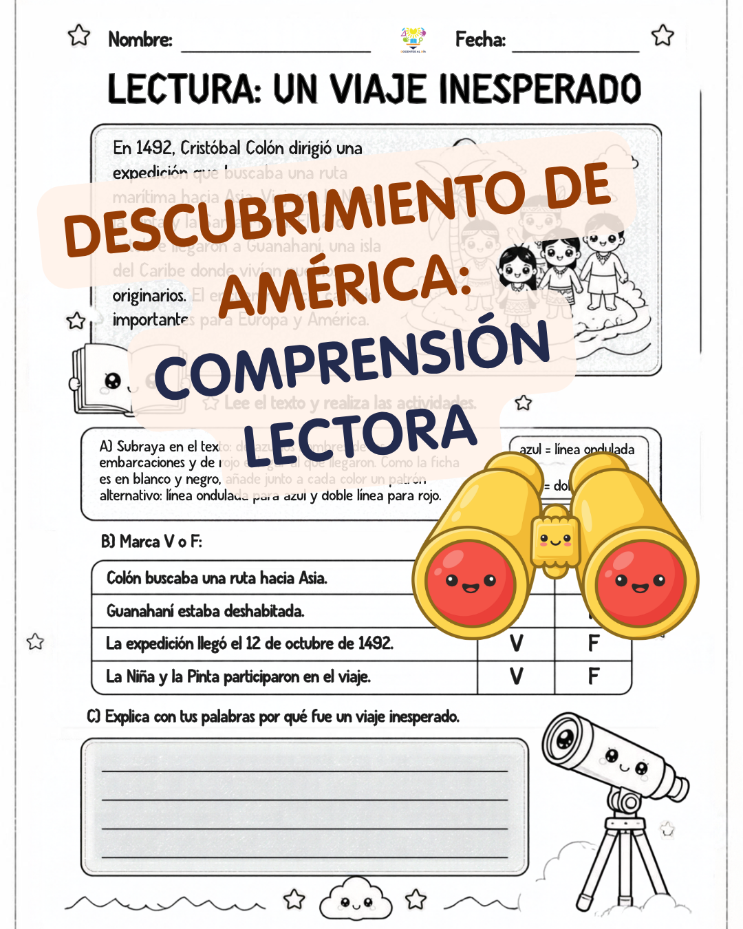 Descubrimiento de América: Comprensión lectora