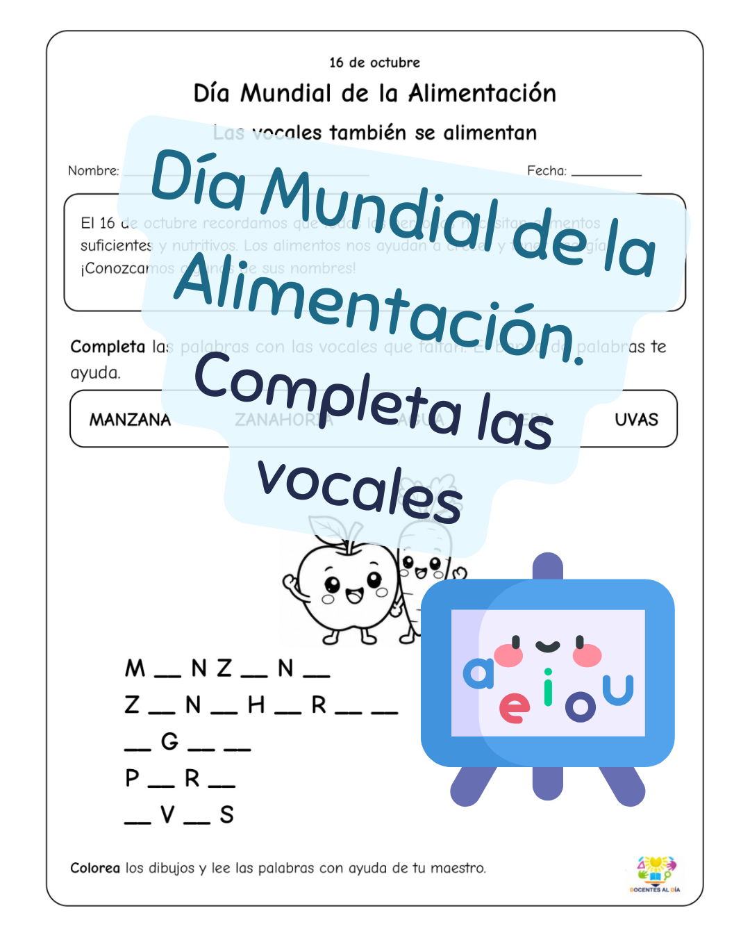 Día Mundial de la Alimentación. Completa las vocales