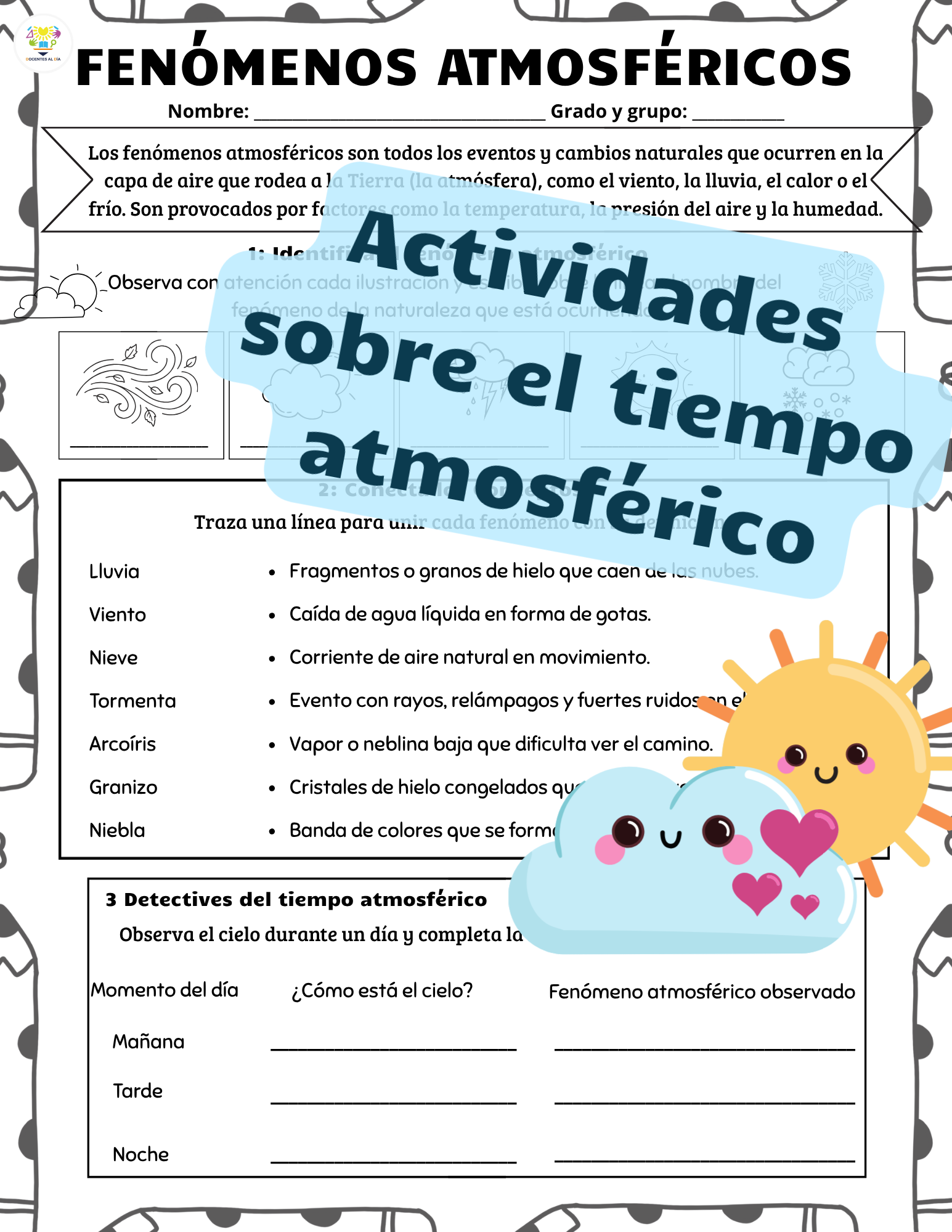 Ficha de actividades sobre el tiempo atmosférico