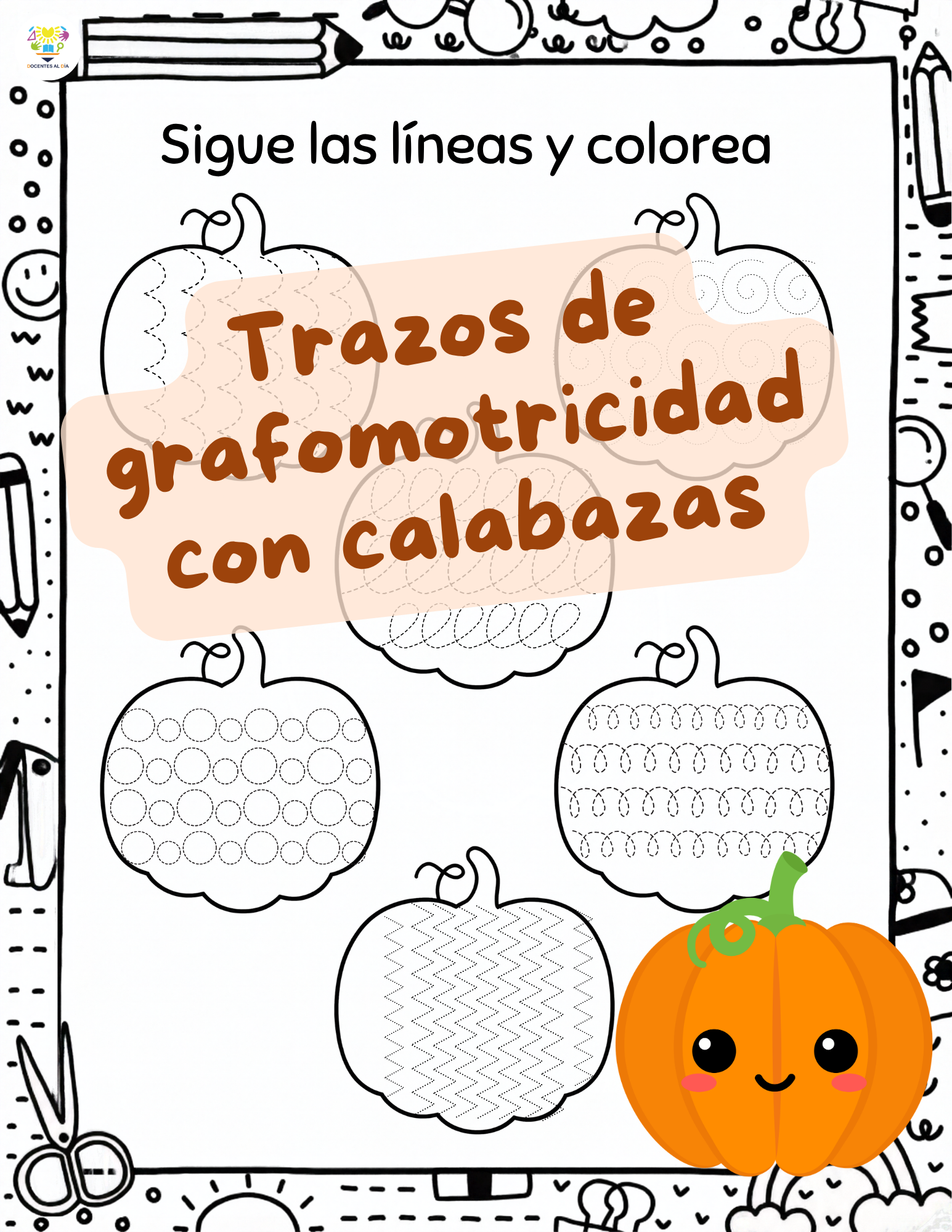 Trazos de grafomotricidad con calabazas