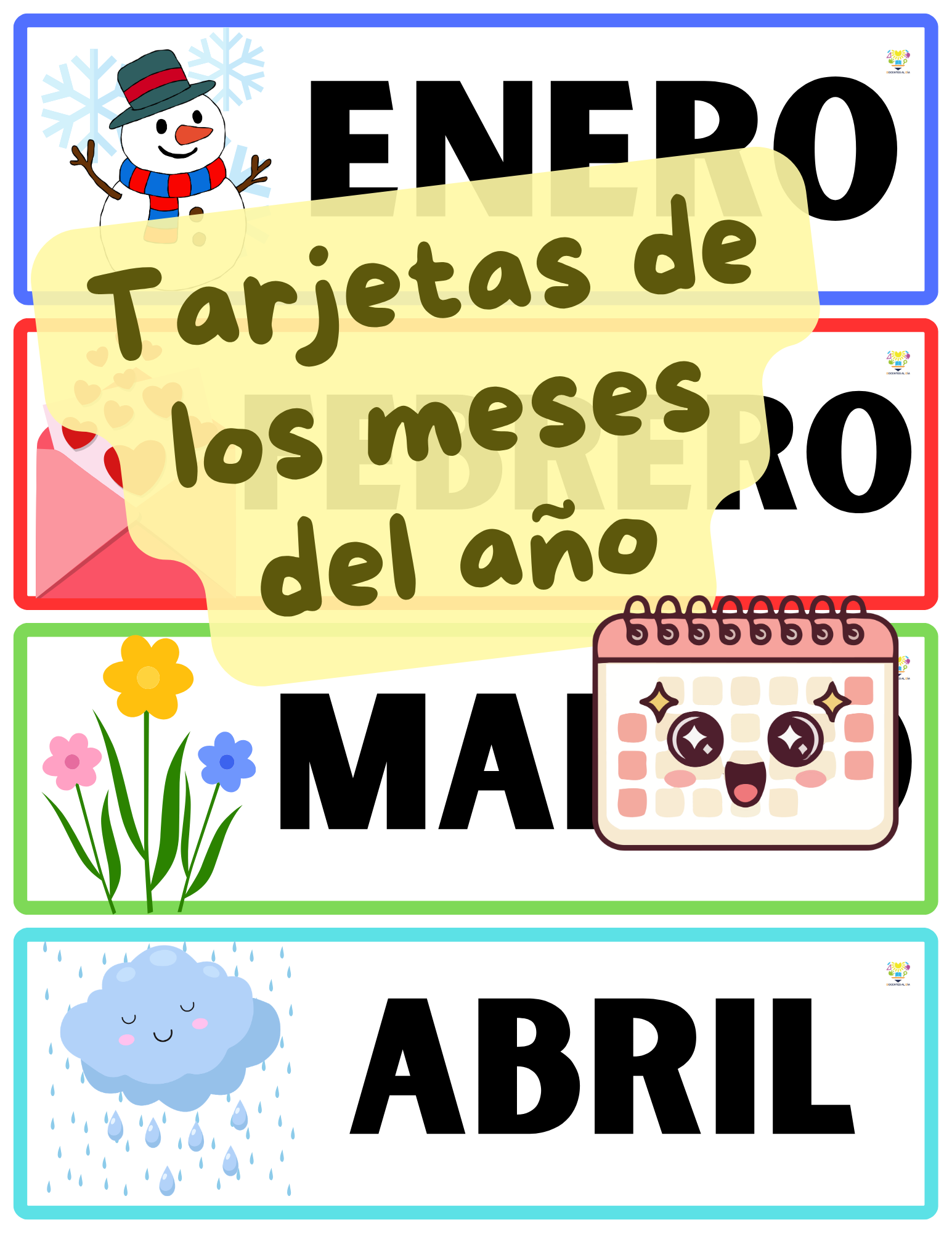 Tarjetas de los meses del año